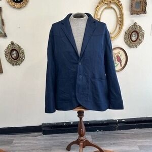 Tecovas Men's Navy Blue Herringbone Western Blazer Jacket Size XL